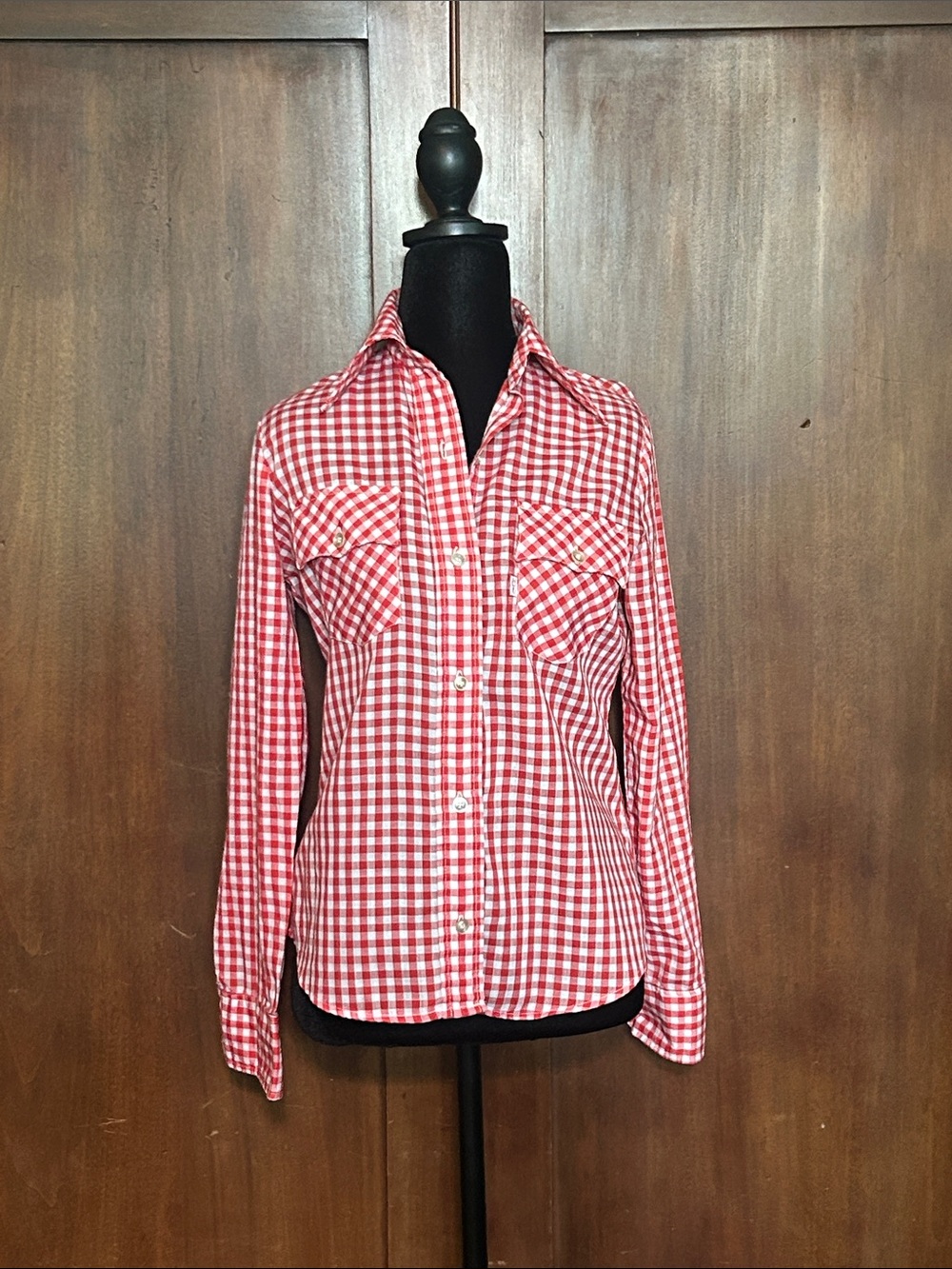 70s Levi’s Red Gingham Button-Up Western Shirt XS